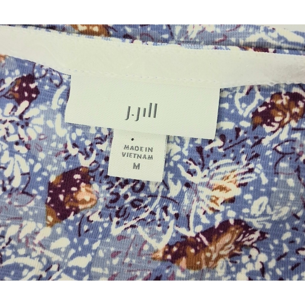 J Jill Strapless Maxi Dress Women's Size Medium Blue Floral Summer Feminine - Picture 3 of 9